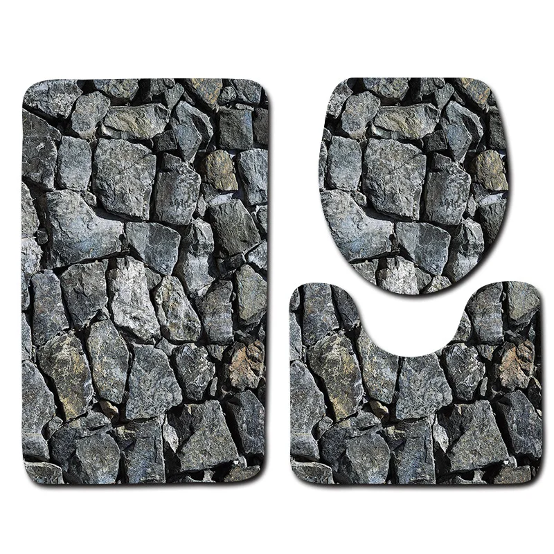 

Tree Rings Printed 3Pcs Bathroom Bath Mats Set Toilet Carpets Non Slip Toilet Seat Cover and Rug Bathroom Rugs Set Decor