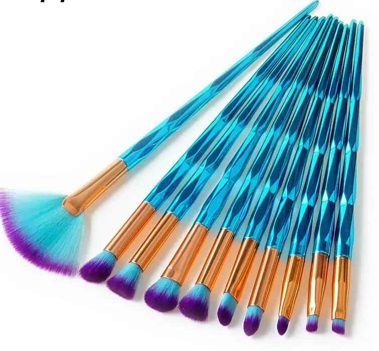 10pcs brush 20 шт. Профессиональные кисти для макияжа с кристаллами и бриллиантами, кисти для макияжа, кисть для пудры, основы, румян, кисть для растушевки губ, набор инструментов для красоты - Handle Color: 10pcs brush
