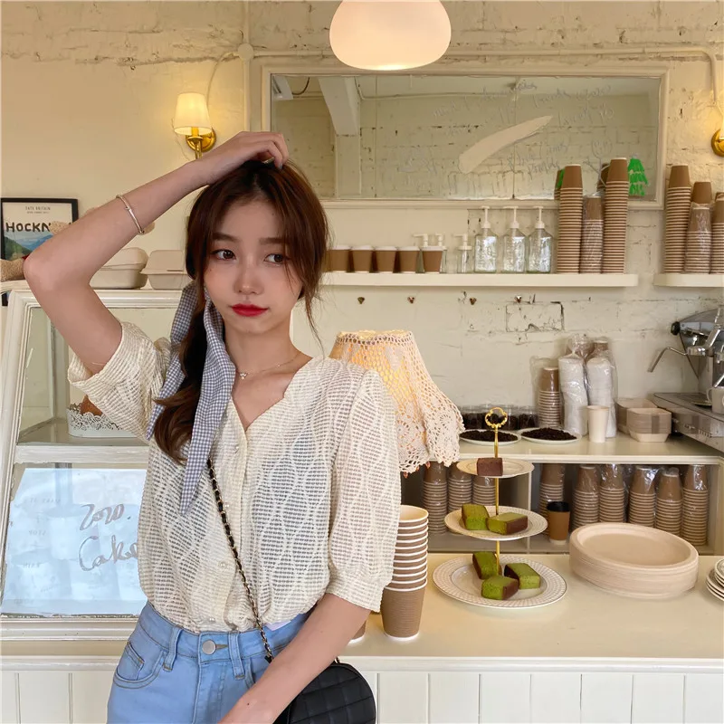 Женский трикотажный кардиган летняя Тонкая блузка с коротким рукавом кружевные