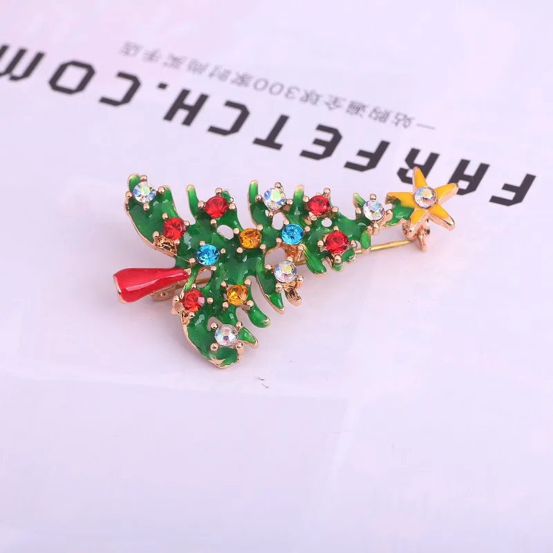 

Christmas Gift Jewelry Exquisite and Versatile Drop Glaze Diamond Christmas Tree Brooch Jewelry Wholesale