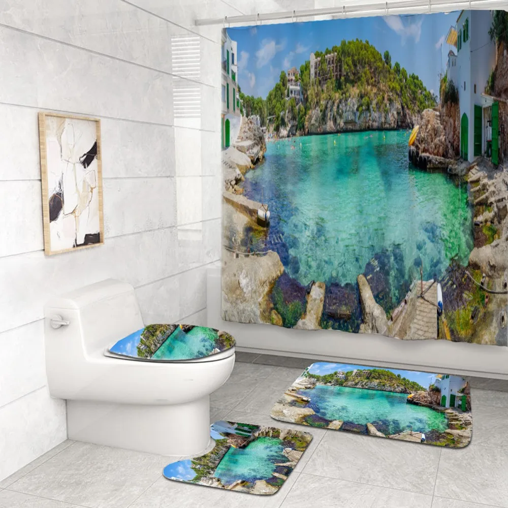 Современный стиль набор декора для ванной комнаты 4 шт. натуральный вид полиэстер