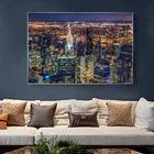 Художественная Картина на холсте с изображением американского Нью-Йорка Чикаго ночного освещения сцены здания плакаты и принты Настенная картина для гостиной