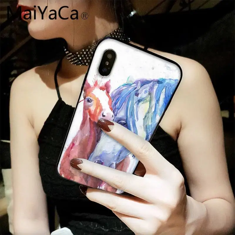 

MaiYaCa Watercolor horse Running Horse Phone Case fundas for iPhone 12 8 7 6 6S Plus X XS MAX 5 5S SE XR 11 12 pro promax shell