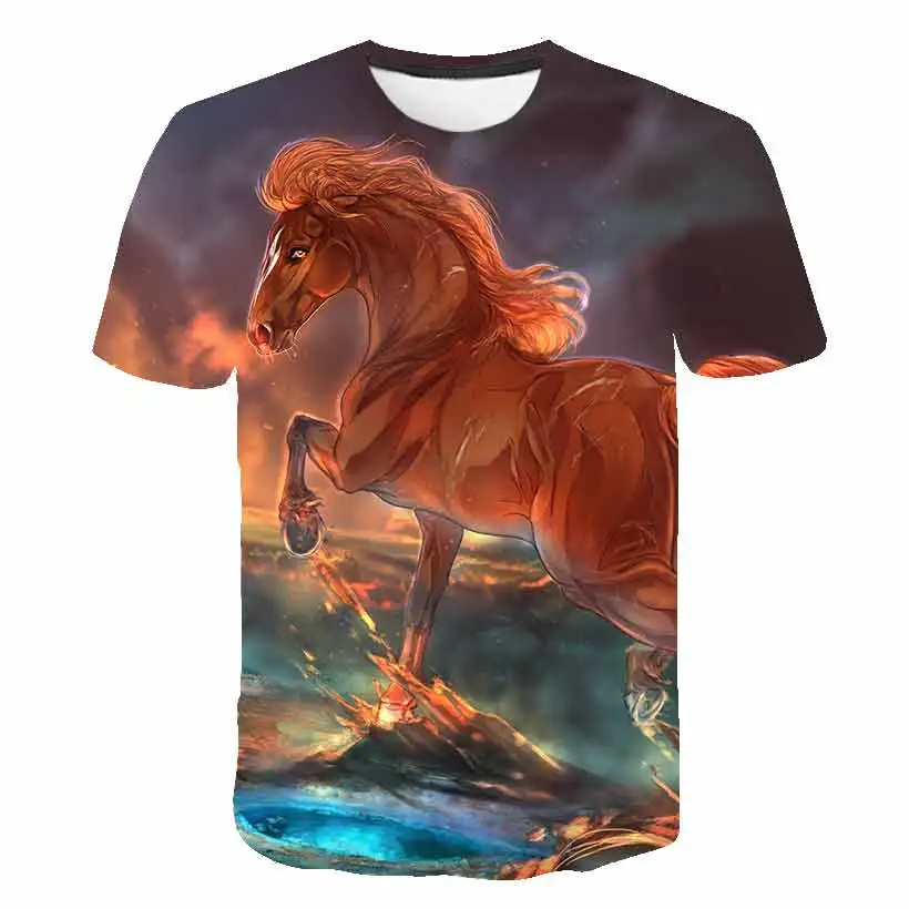 Новая детская футболка с фантастической лошадкой изображением единорога