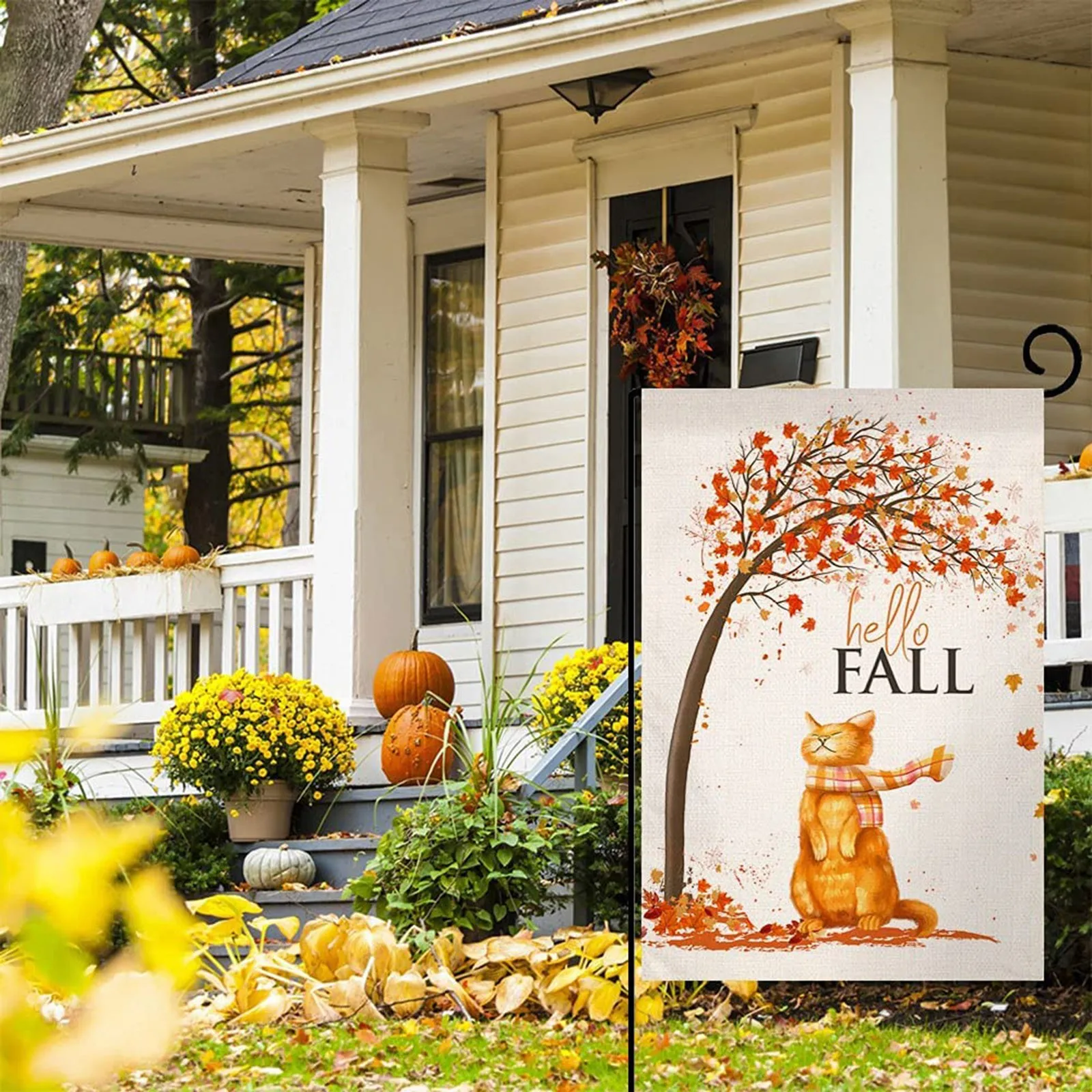 Thanksgiving Pumpkin Haunted House Holiday Banner Courtyard Garden Flag Patio Decor Party Props Supplies | Дом и сад