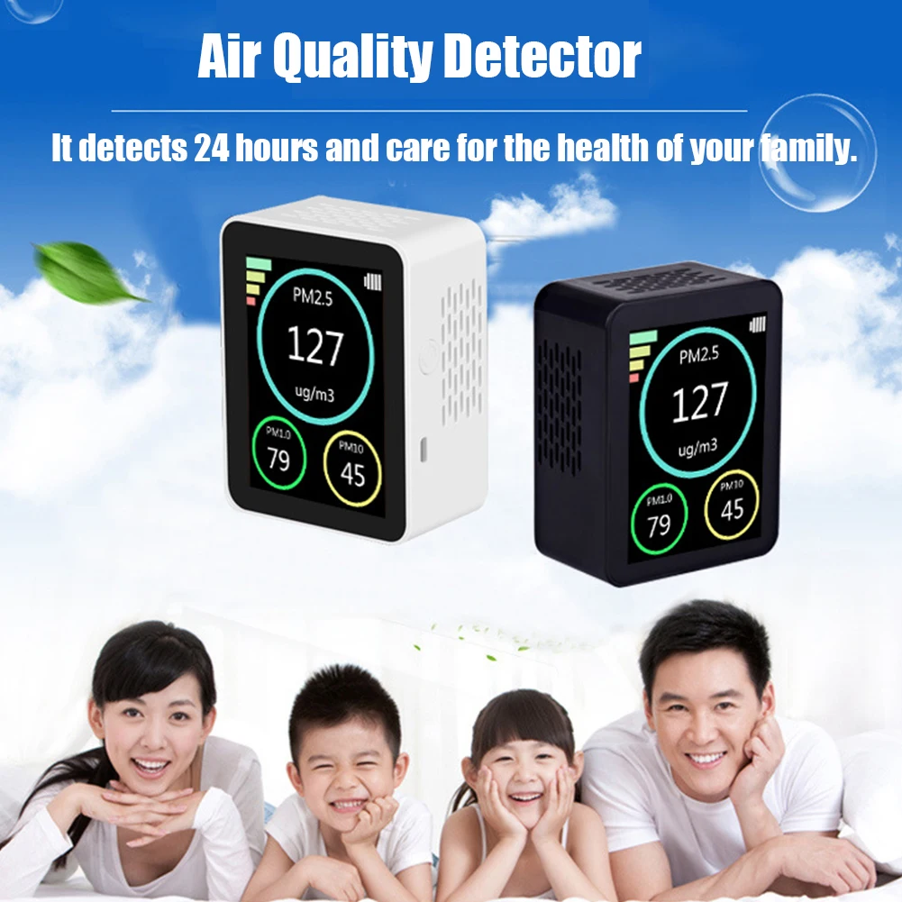 

Accurate Air Quality Detector Home Office Indoor Outdoor Testing USB Charging Analyzer PM2.5 PM1.0 PM10 TFT Screen Particle