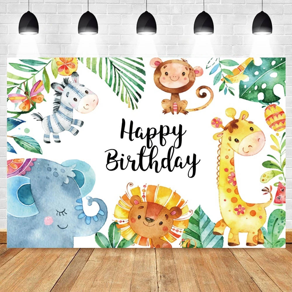 

Safari Party Wild Animal Elephant Jungle Newborn Baby Shower Birthday Backdrop Vinyl Photography Background Photophone Photozone