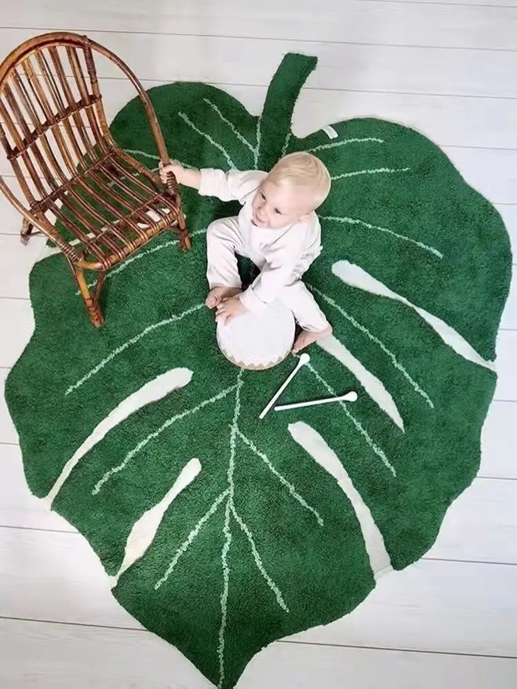 creative leaf shaped floor mat child play living room carpet indoor doormat anti slip absorbent kitchen rugs bathroom toilet mat free global shipping
