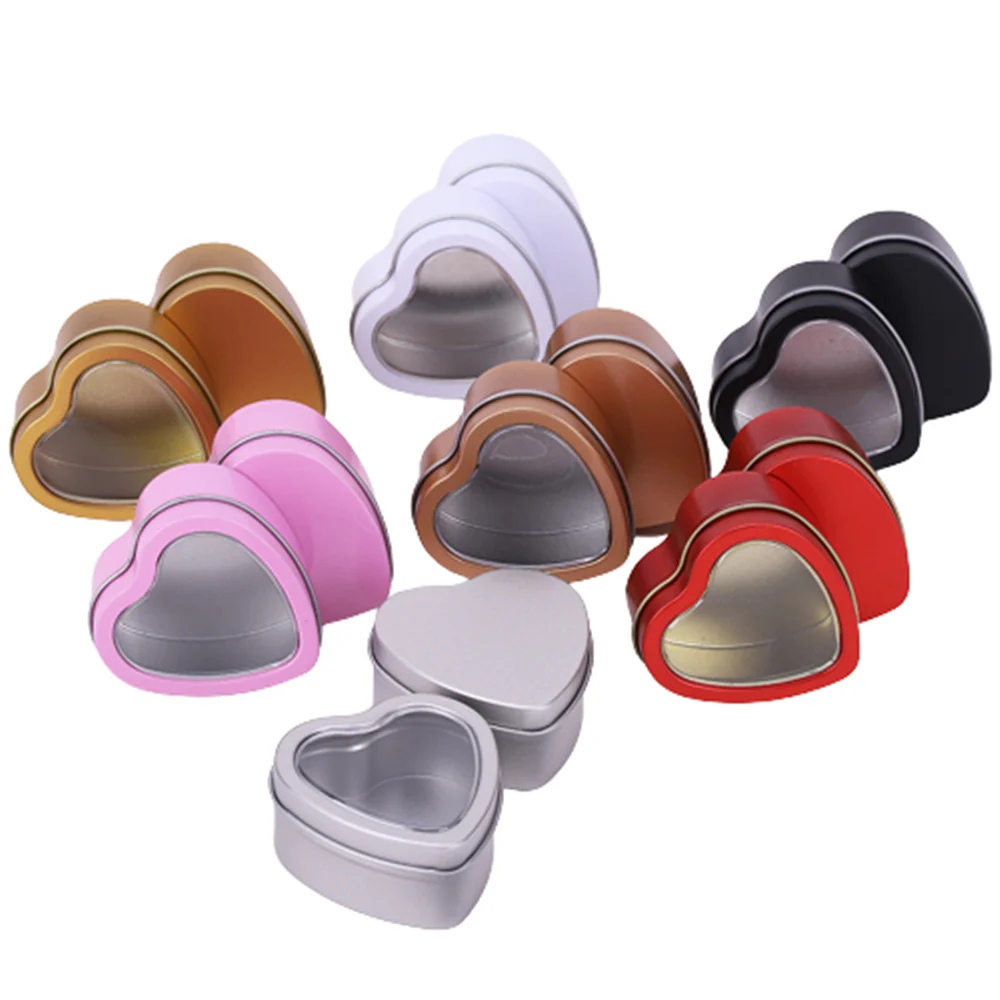 

Heart Metal Tins Empty Silver Tins With Clear Window For Candle Candies Boxes Containers Storage Box Christmas Decoration 2021