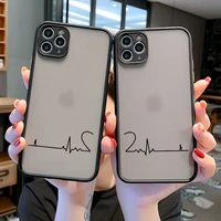 electrocardiogram with love couple ecg phone case for iphone 12 11 13 pro max mini x xs max xr 7 plus 8 plus se 2020 hard cover