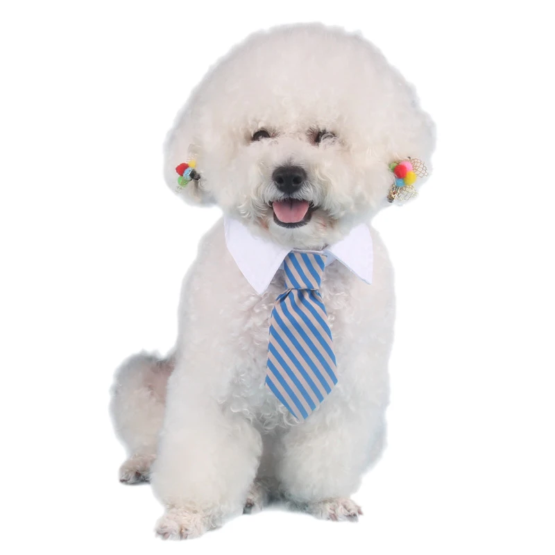 

1Pc Adjustable Dog Cat Pet Lovely Adorable Grooming Tie Necktie Wear Clothing Products Stripe Pattern Dog Collar