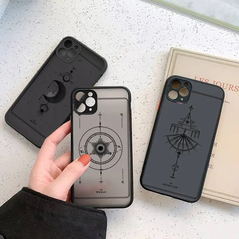 

design aesthetic fashion Tarot Phone Case Matte Transparent for iPhone 7 8 11 12 s mini pro X XS XR MAX Plus cover funda