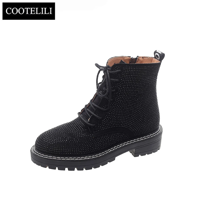 COOTELILI/осенние ботинки Для женщин 2019 Botines Mujer сапоги для бриллиантами модные