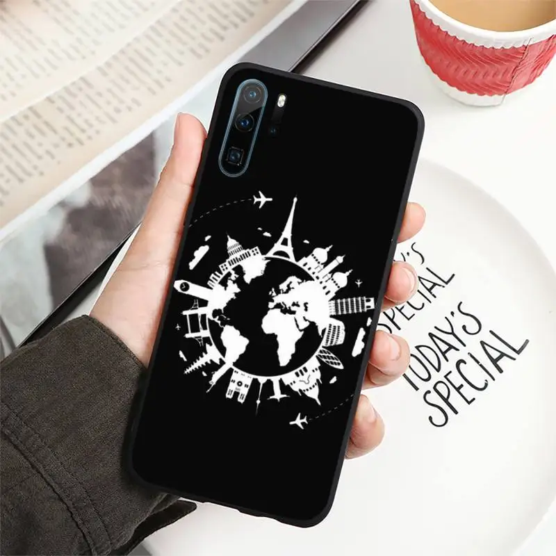 

World map airplane pattern Phone Case For Huawei P40 P20 P30 lite Pro P Smart 2019 Mate 40 20 10 Lite Pro Nova 5t