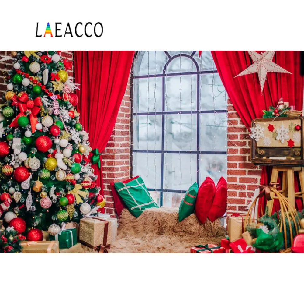 Laeacco Рождественские фоны для фотосъемки зимние снеговик дерево мяч куклы с венками вечерние Детские Портретные Фото фоны
