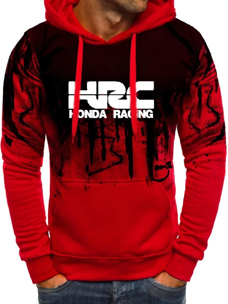 

Hoodies Men HRC race motorcycle Car Logo Print Sweatshirt Spring Autumn Gradient Men Hoodie hip hop harajuku Casual Hoody
