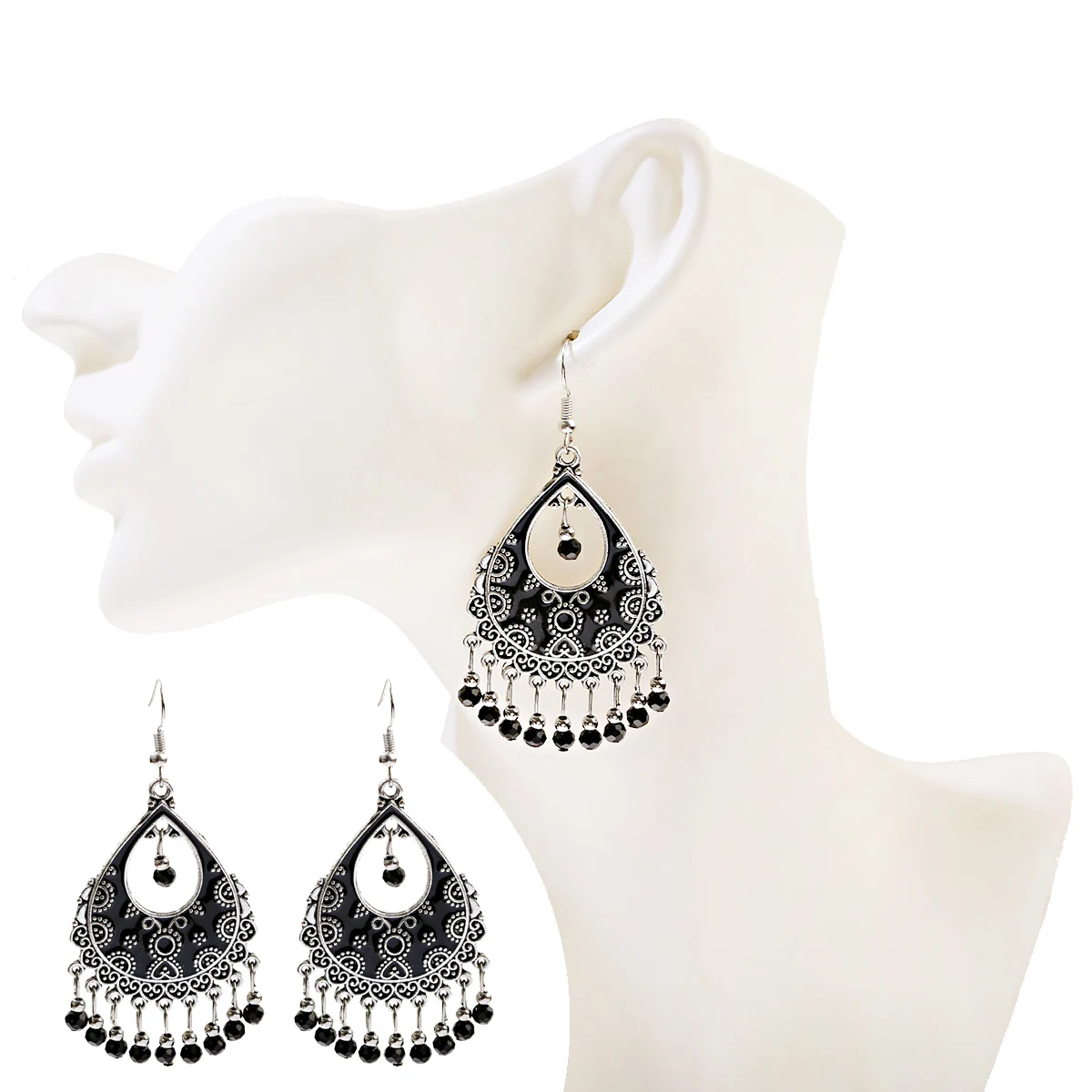 Антикварные металлические геометрические серьги в индийском стиле Jhumka Gypsy Afghan