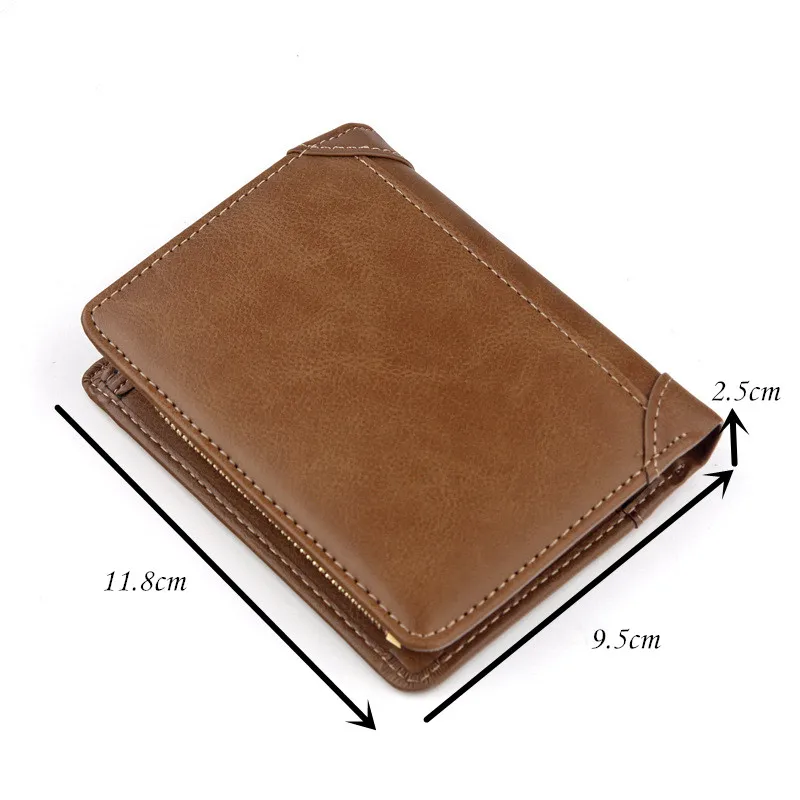 LISM New men's wallet Europe and the United States short zipper bag retro youth PU multi-card position purse | Багаж и сумки