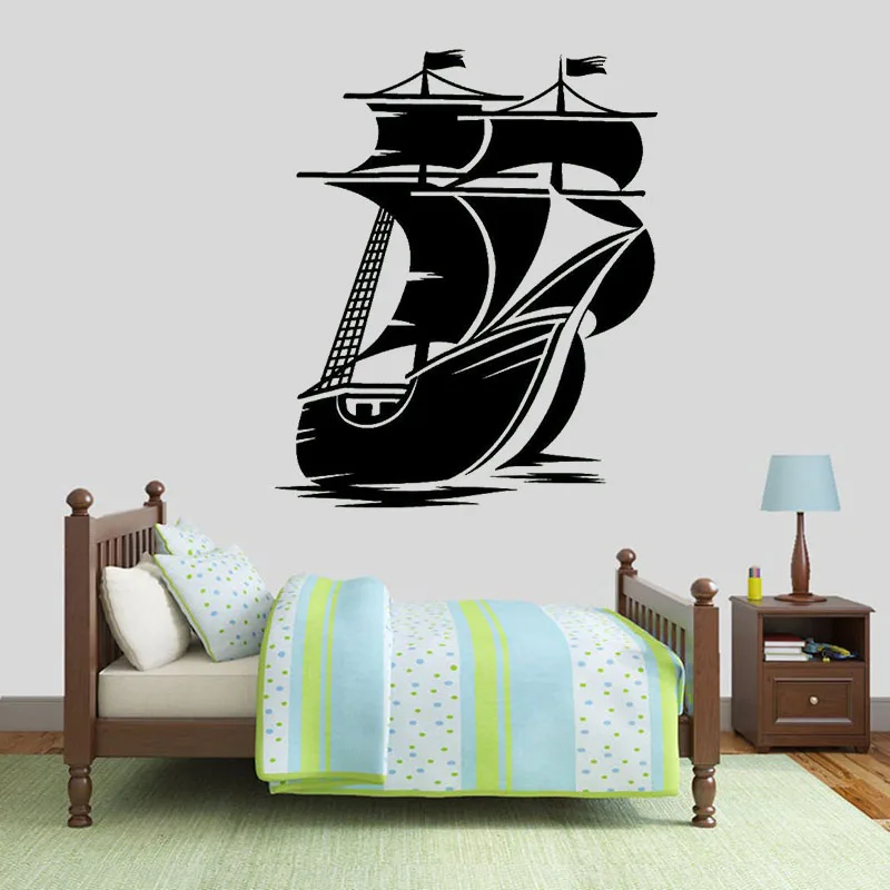 

Nautical Wall Decal Ship Boat Sail Ocean Theme Vinyl Window Stickers Nursery Kids Bedroom Bathroom House Design Decor Mural E626