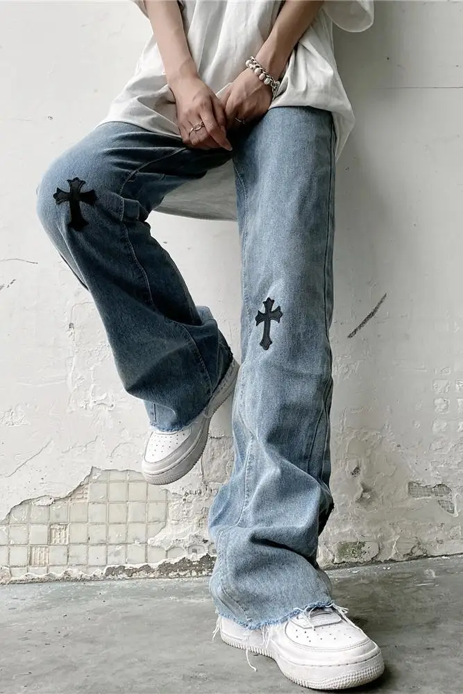 

Spring Summer INS High Street in Europe and the United States do old cross jeans hip-hop pants casual pants