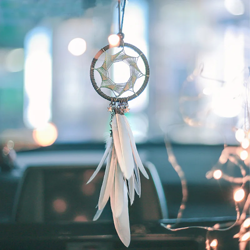 

Dream Catcher Car Accessory Interior For Girls Feather Car Mirror Hanging Pendant In Auto Ethnic Home Decor Lucky Car Ornaments