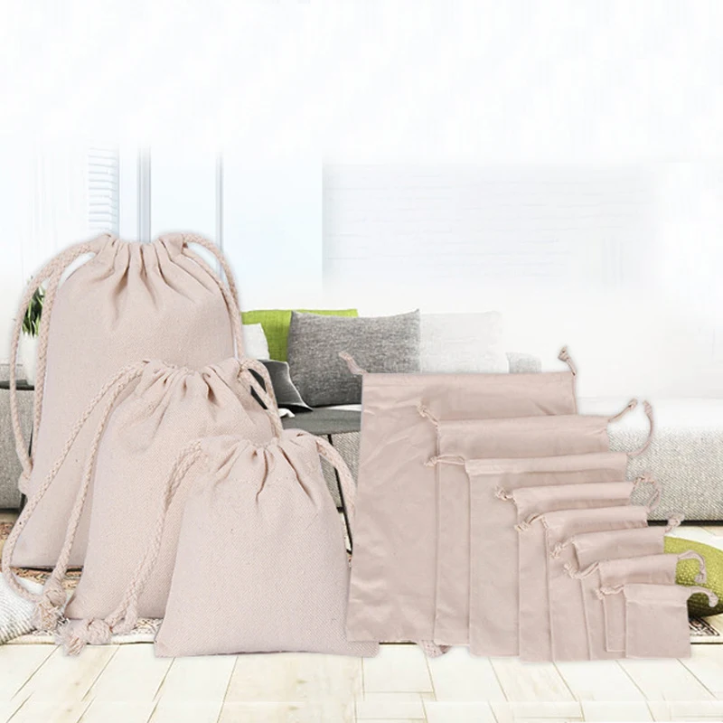 Сумка для хранения карт из хлопка и льна миниатюрная сумочка на шнурке