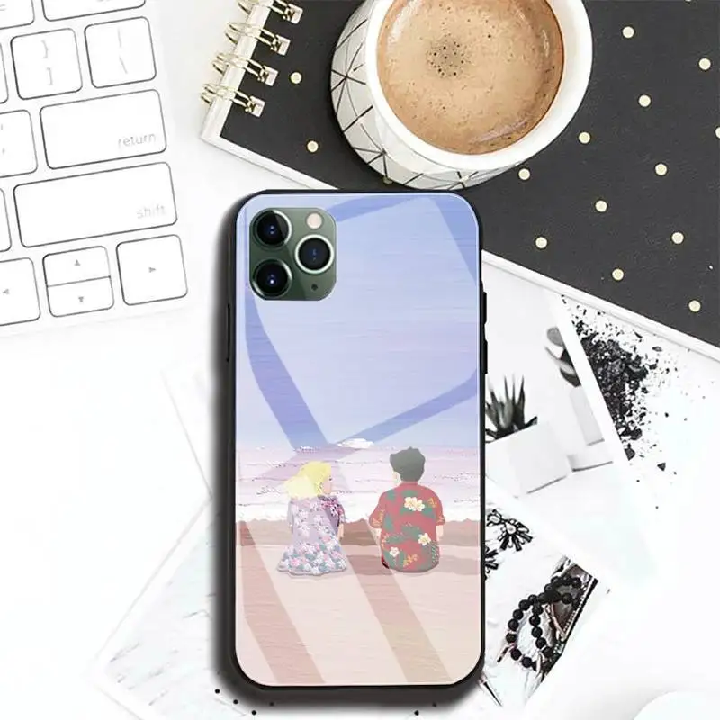 

Castle Watercolor painting Phone Case For Iphone 11 Pro MAX XR X 7 8Plus SE2020 DIY Shockproof Glass Soft Silicone Edge