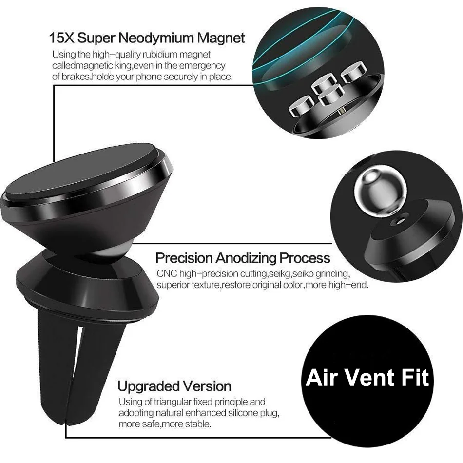 Магнитный автомобильный держатель для телефона для iPhone 11X7 samsung 360 Air Mount Магнитная подставка для мобильного телефона в автомобиле gps держатель