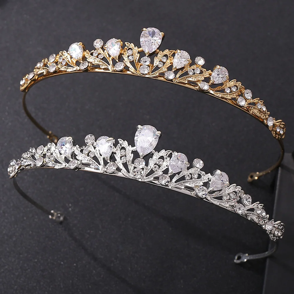 

Wedding Vintage Crown Rhinestone Headband Gold Tiaras Hair Accessories Party Hair Jewelry Crystal Headpiece Headwear Gift