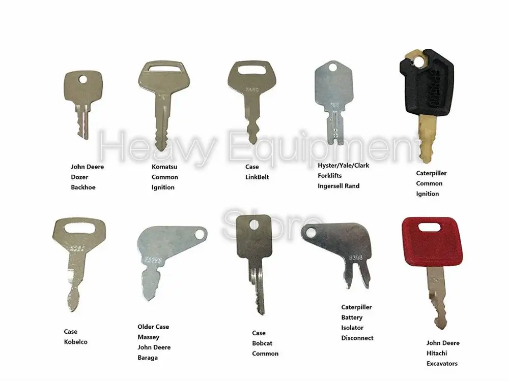 10 Pcs Heavy Equipment Key Set For Caterpillar VOolvo Komatsu Hitachi John Deere Yanmar Deawoo Case Lucas|Ключ от авто| |