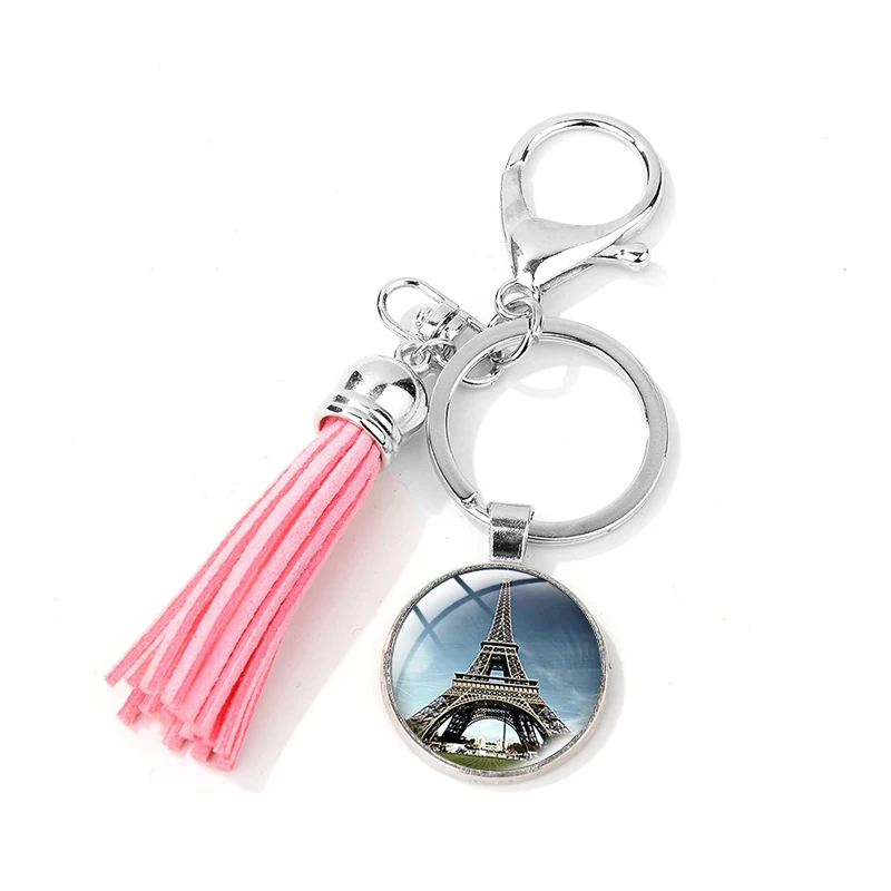 Азиатских последняя Франция Париж Брелок Эйфелева башня Стекло картина розовый