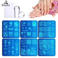 biutee 6pcsset nail stamping plates template lace flower animal pattern nail art stamp stamping image plate stencil nails tool