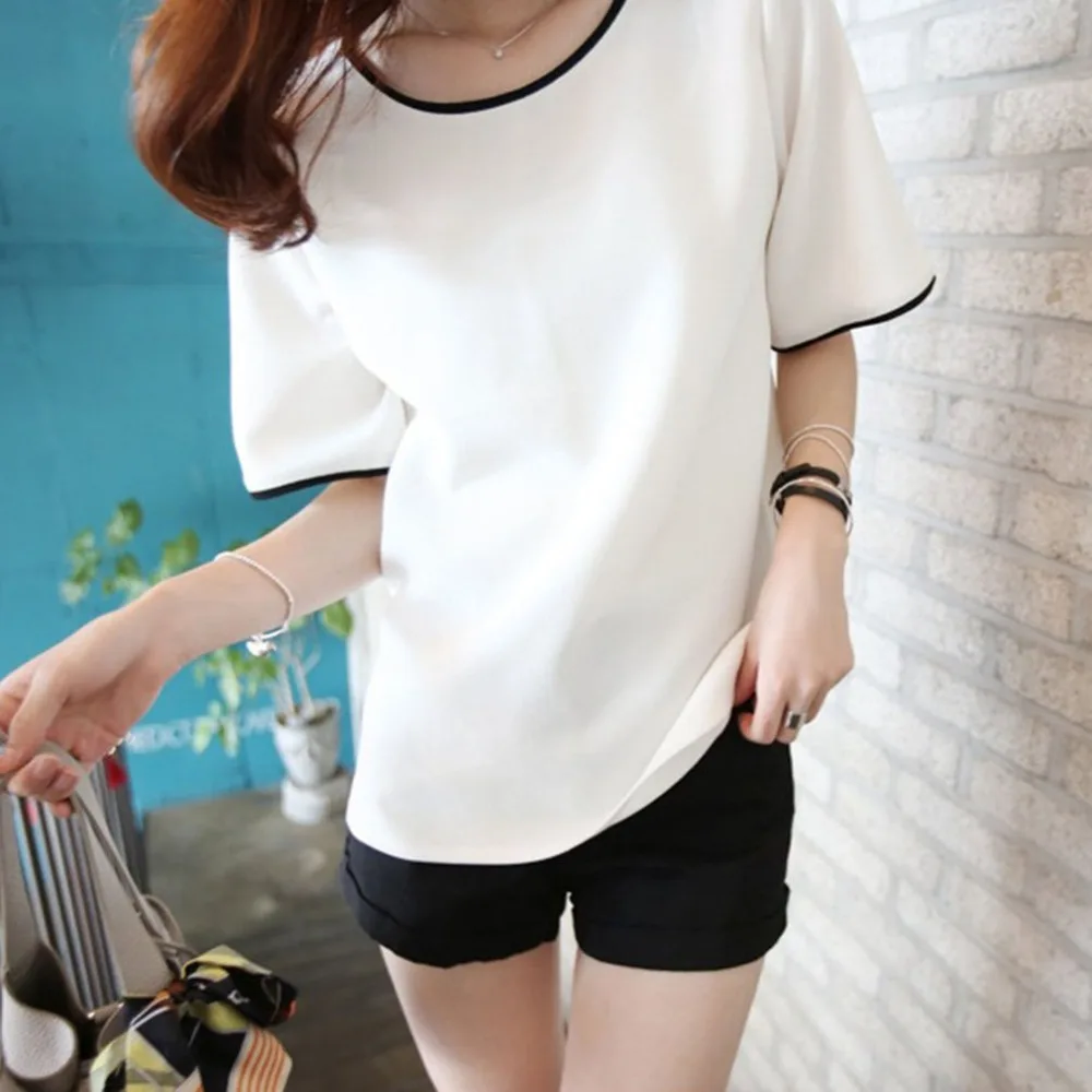 Простая белая футболка женские повседневные свободные топы для девочек футболки