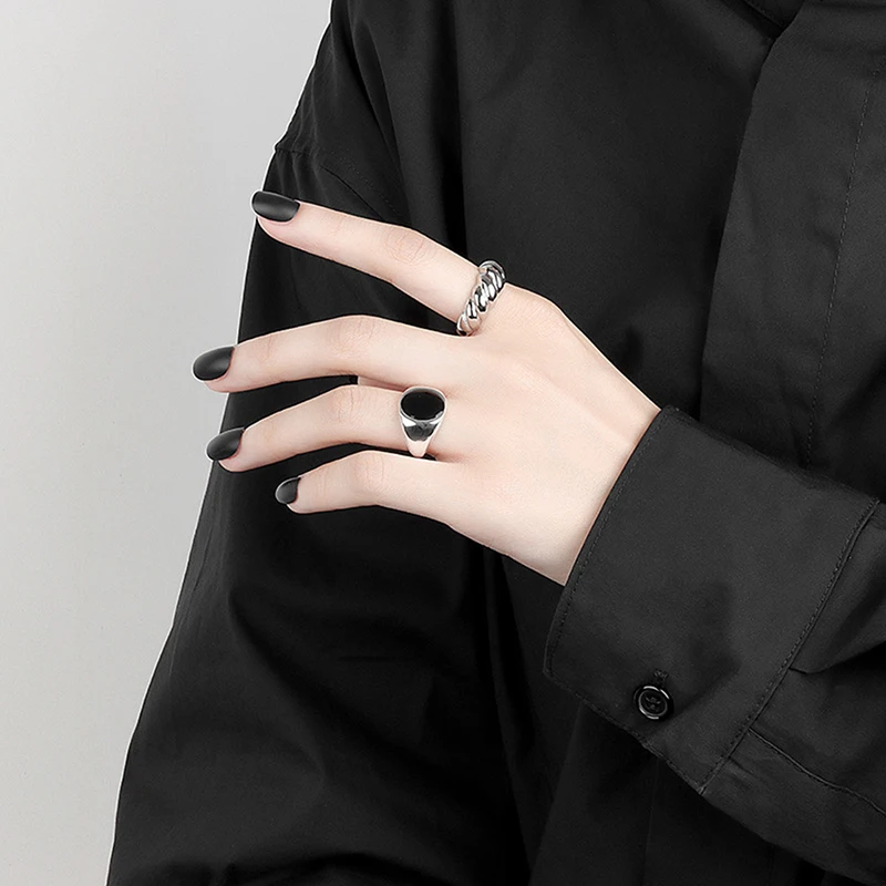

Women jewelry new trend elegant retro irregular geometry wide face epoxy ring hip hop jump di unisex open ring