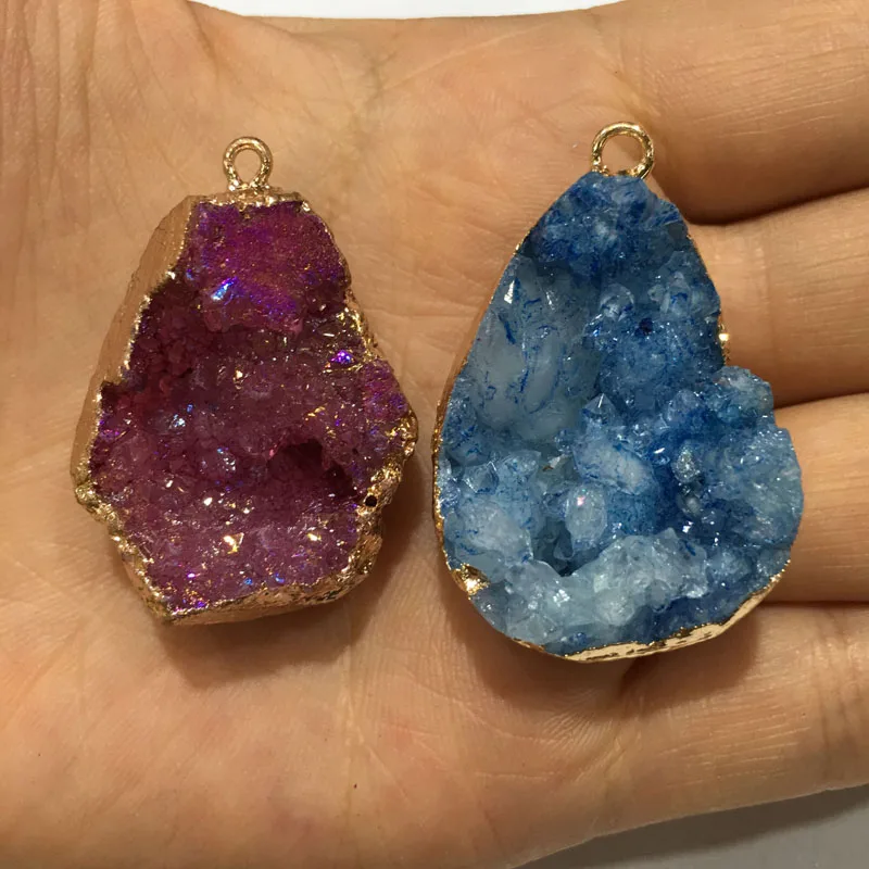 

Natural Stone Crystal Pendant Cluster Necklace Pendants for Jewelry Making DIY Necklace Accessories size 28x45mm