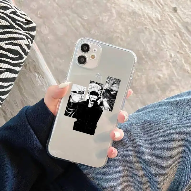 

Anime Jujutsu Kaisen Phone Case Transparent Clear for iPhone 11 12 mini pro XS MAX 7 8 6 6S Plus X 5S SE 2020 XR