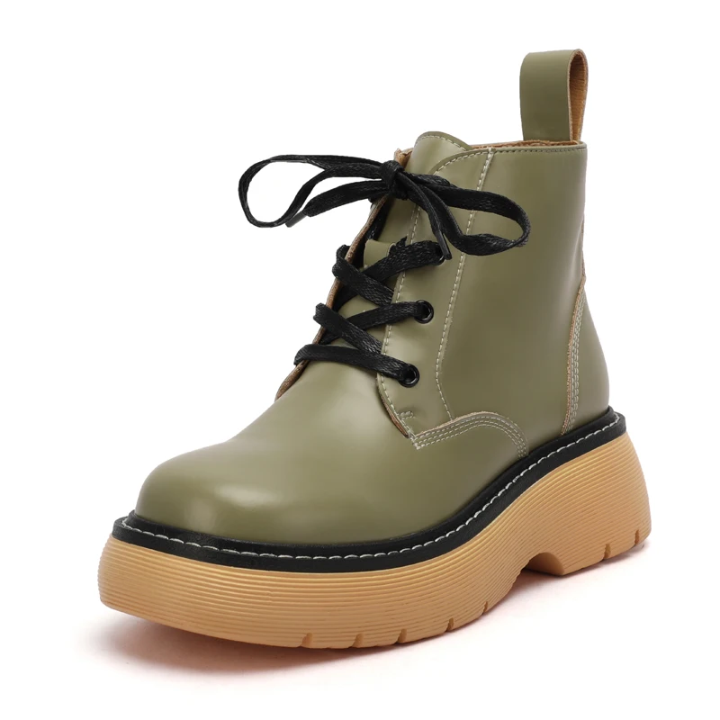 

Ботинки женские ботинки со шнуровкой, черные, винно-красные, на платформе, M234, Осень-зима