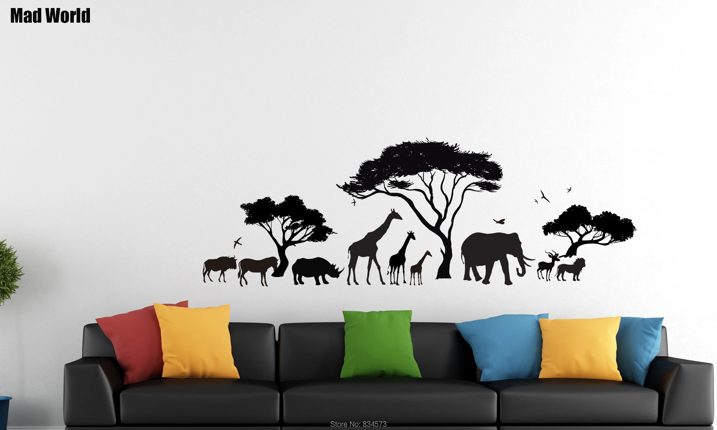 Сумасшедший мир-африканский сафари слон Животное Жираф настенные