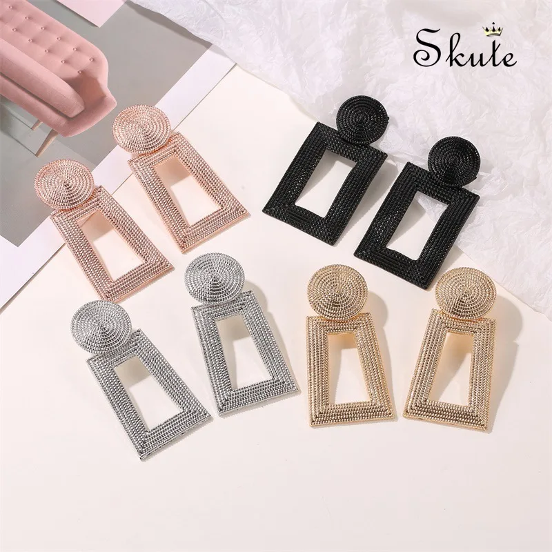 Skute Европейская и американская мода новые полые трапециевидные серьги