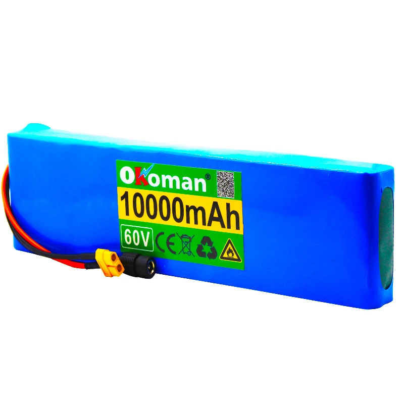 60V 16S2P 10Ah 18650 Li-ion Battery Pack 67.2V 10000mAh Ebike Electric bicycle Scooter with BMS 1000Watt bms xt60 plug | Электроника