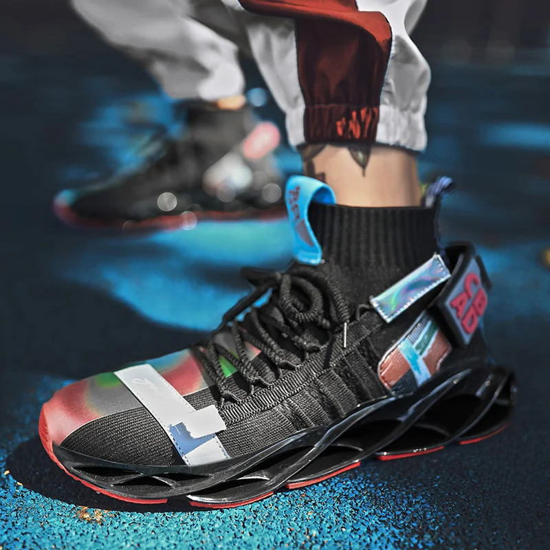 

Trend High Top Blade Running Shoes for Men Good Quality Hollow Cushioning Damping Sport Shoes Mens Athletic Jogging Sneakers