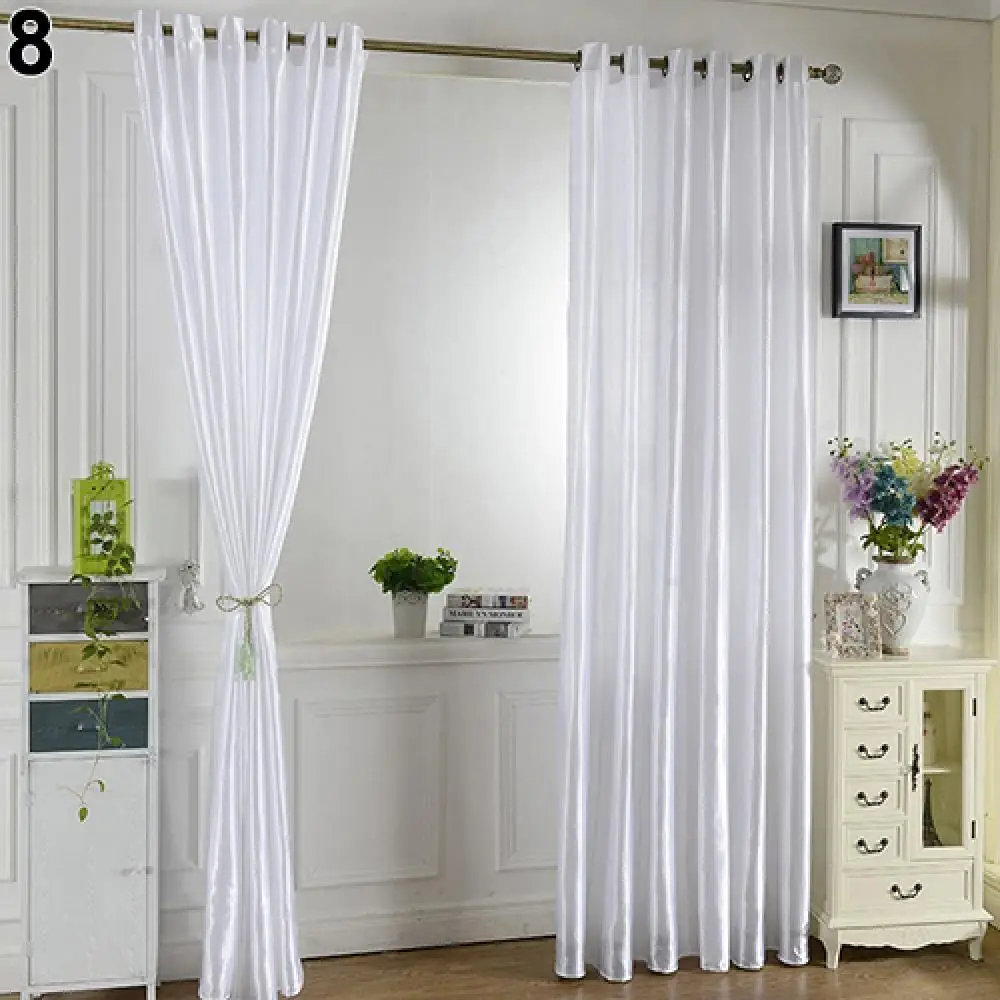

1Pc Through Rod Window Solid Color Panel Drape Door Room Blackout Curtain