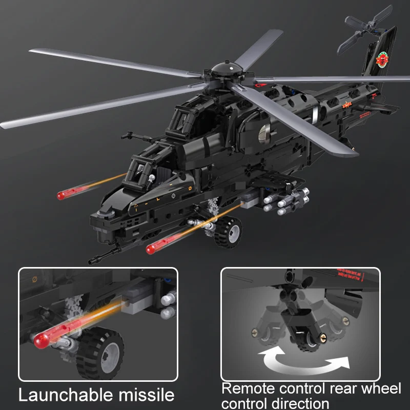 

989Pcs Bricks RC Black Hawk Helicopter Military Model Building Blocks Boy Birthday Gift Kids Remote Control Toys For Children