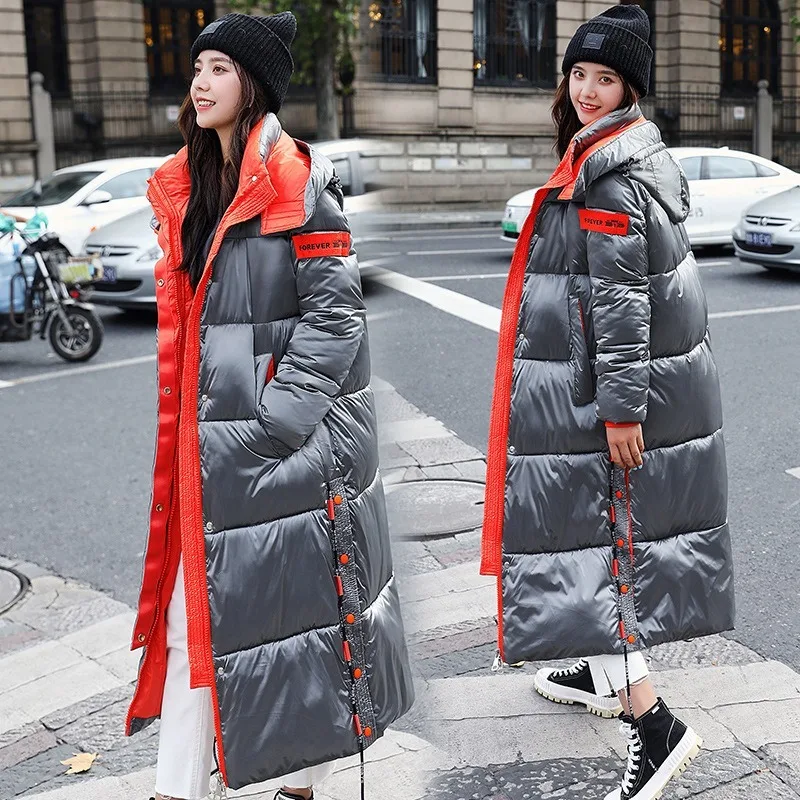 

Korean Streetwear Hoodie Women's Long Black Coat Winter Coat Women's Parka Coat Thick Down Cotton Warm Coat