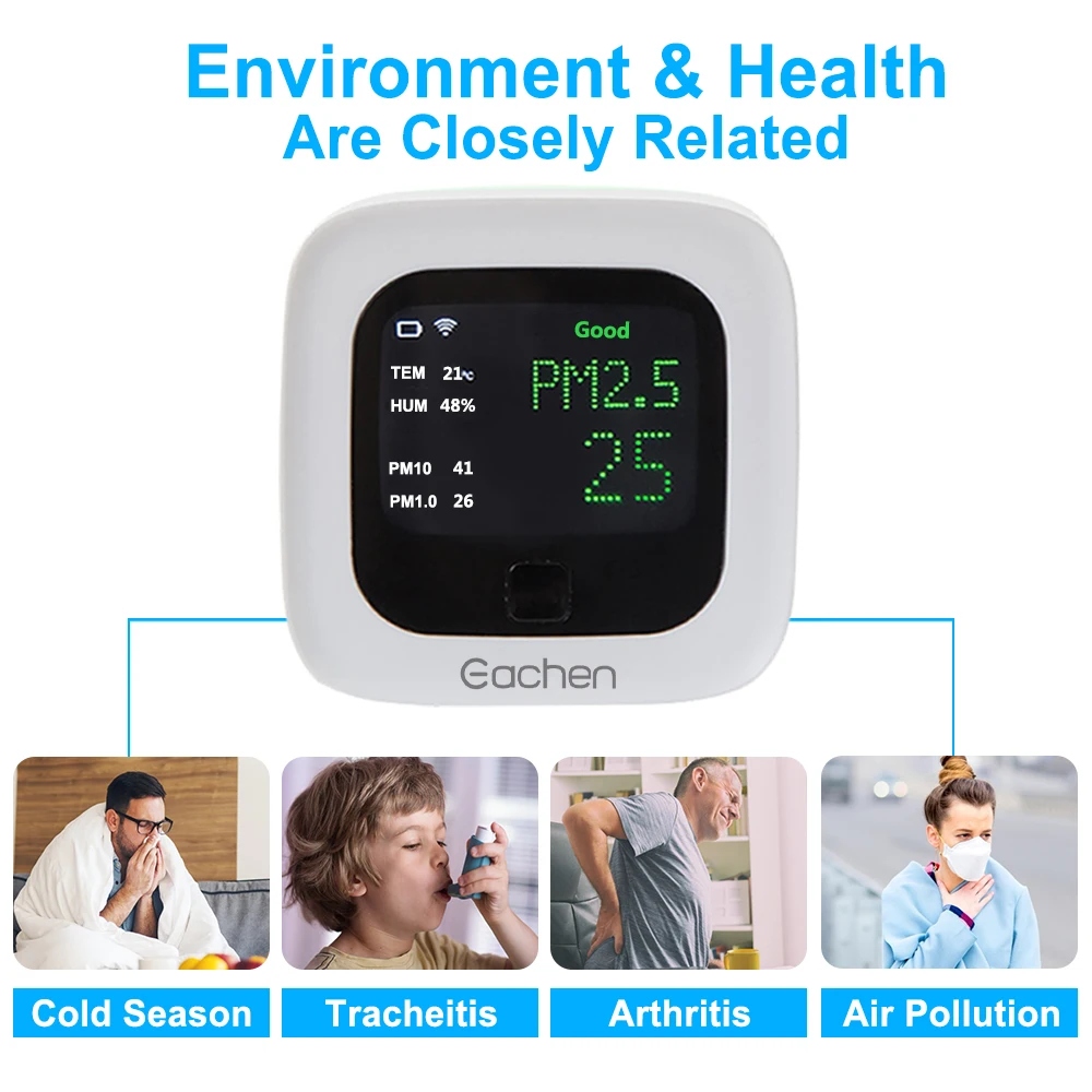 Eachen Smart WiFi PM2.5 датчик температуры и влажности экологический детектор (приложение