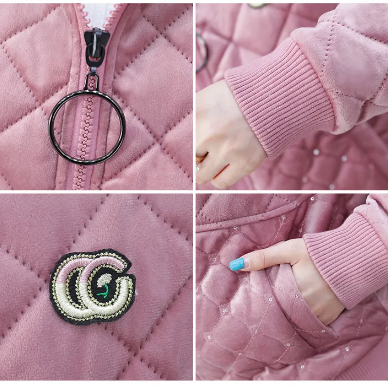 

Autumn and winter new fashion hooded long-sleeved British style jacket thickened warmth and slim winter short female trend