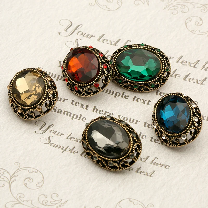 Пуговицы под золото и металл с квадратными бриллиантами винтажные золотые