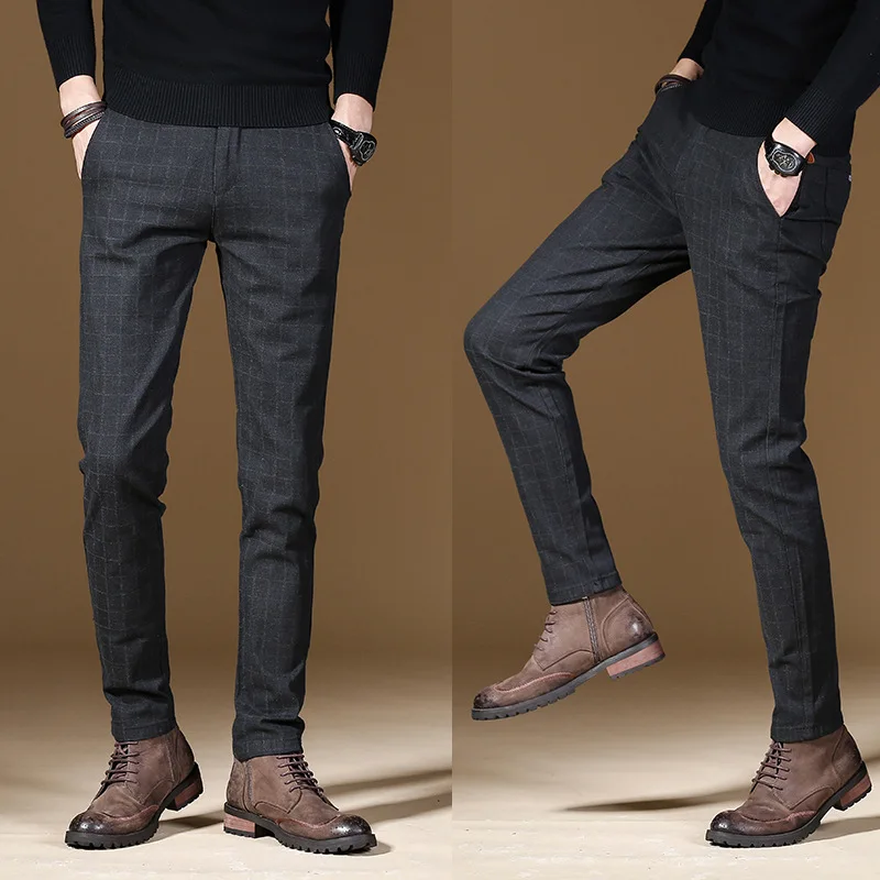 Новинка 2021 трендовые клетчатые деловые повседневные длинные брюки Мужская