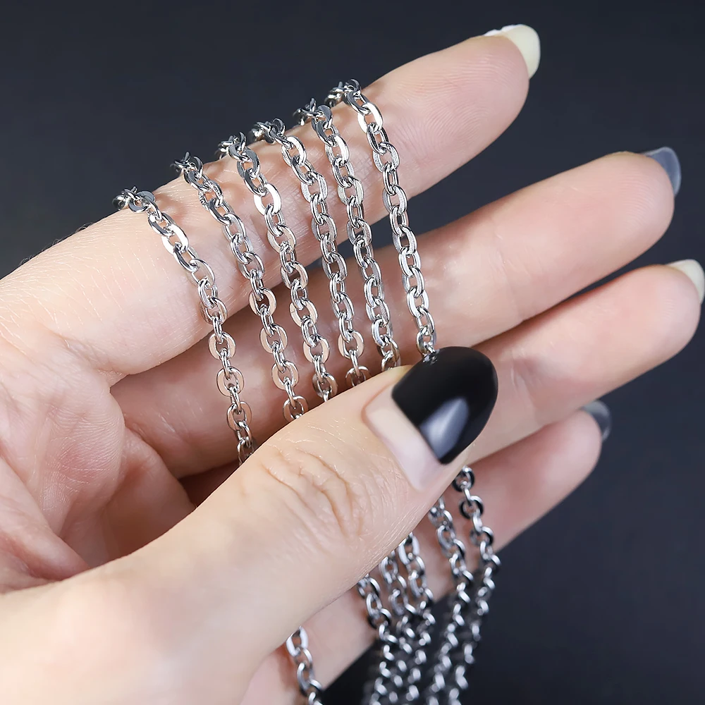 

3mm Men and Women Stainless Steel Necklace Chain for Punk Jewelry Making Findings DIY Necklace Chains Materials Handmade