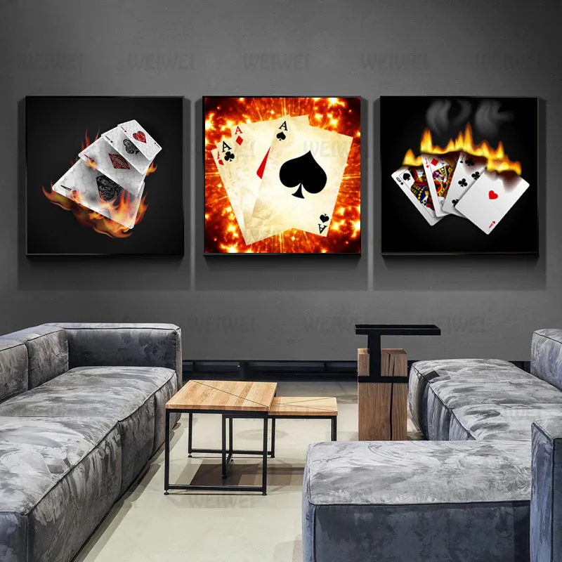 

Canvas Painting Intellectual Game Playing Card On The Wall Art Posters Prints Wall Pictures for Living Room Home Cuadros Decor